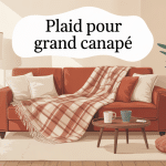 salon avec plaid pour grand canapé élégant
