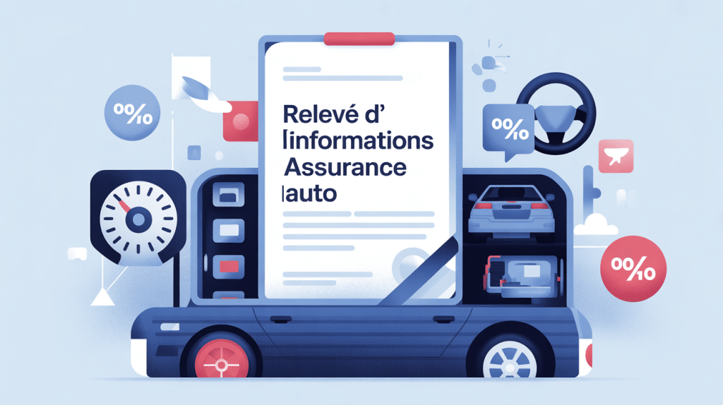 Illustration relevé d'informations assurance auto sur tableau de bord