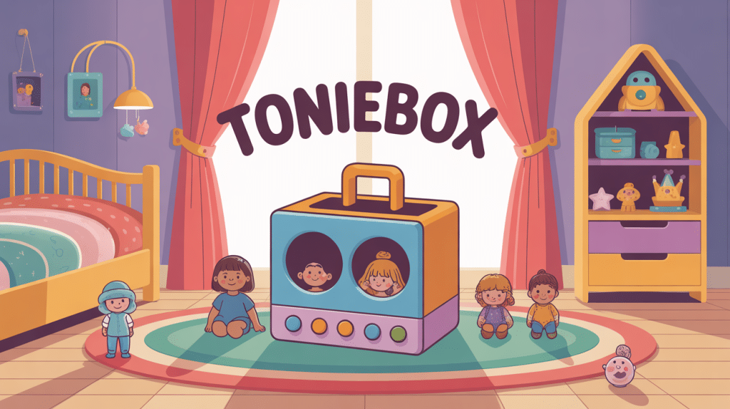 Illustration tonieboxes et figurines magnétiques dans une chambre d'enfant