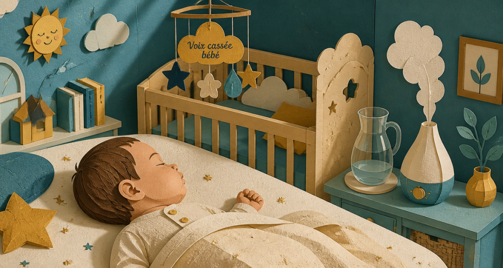 bébé voix cassée sans fièvre sans toux dans sa chambre
