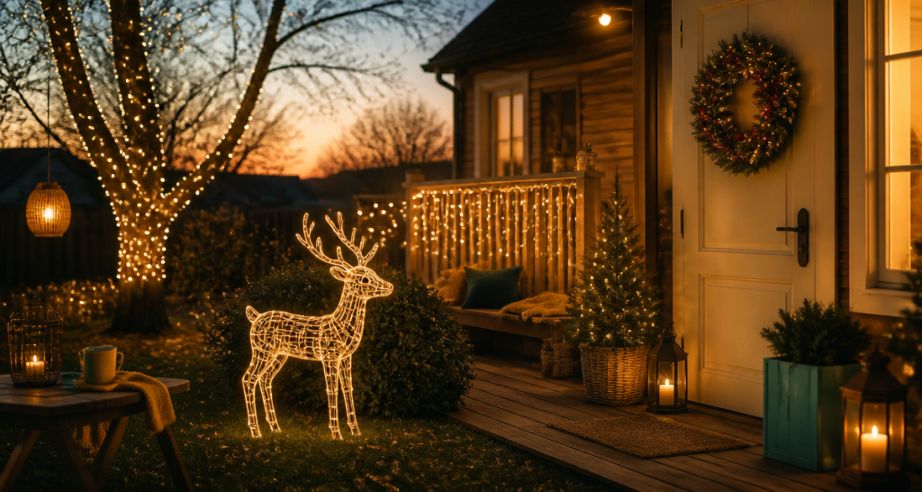 decoration noel exterieur jardin guirlandes led
