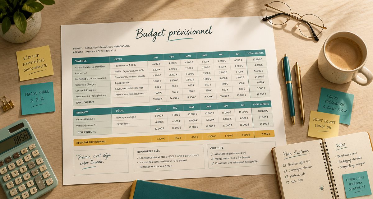 exemple budget prévisionnel sur bureau
