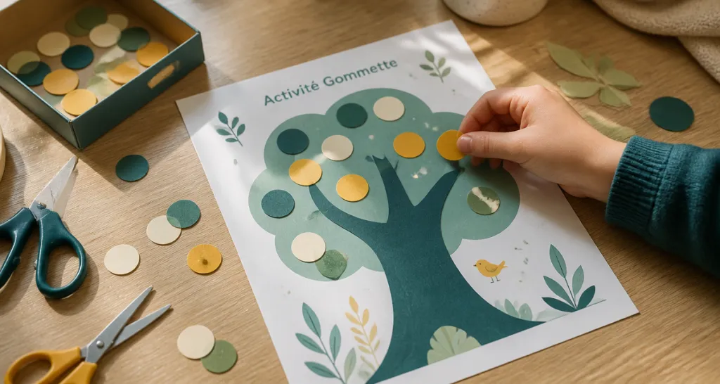 activité gommette a imprimer arbre enfant