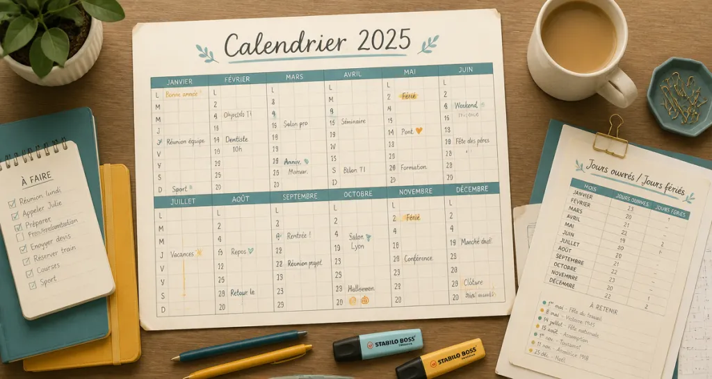 calendrier 2025 nombre de samedi et dimanche en 2025