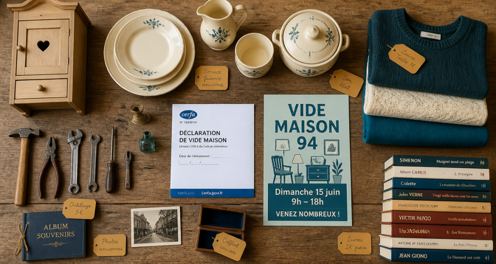 vide maison 94 objets triés sur table