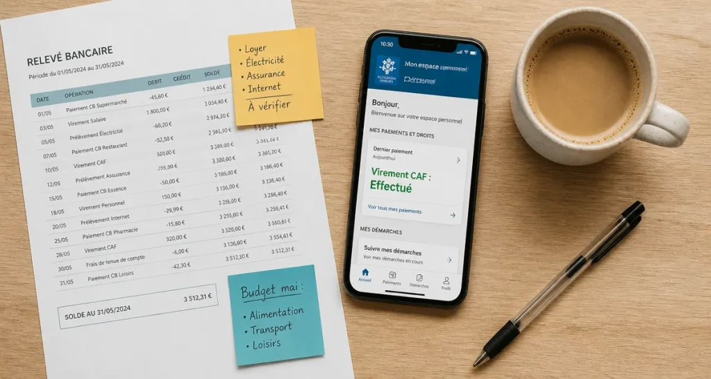 virement caf effectué mais rien sur mon compte smartphone relevé bancaire