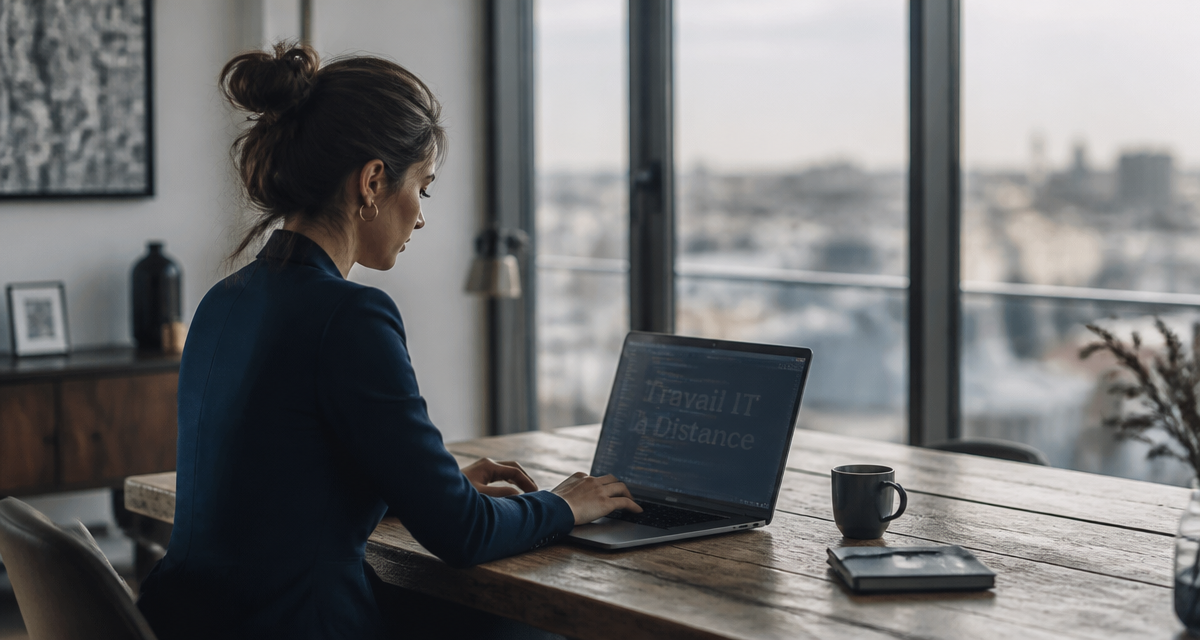 it remote work développeuse travaillant en ville
