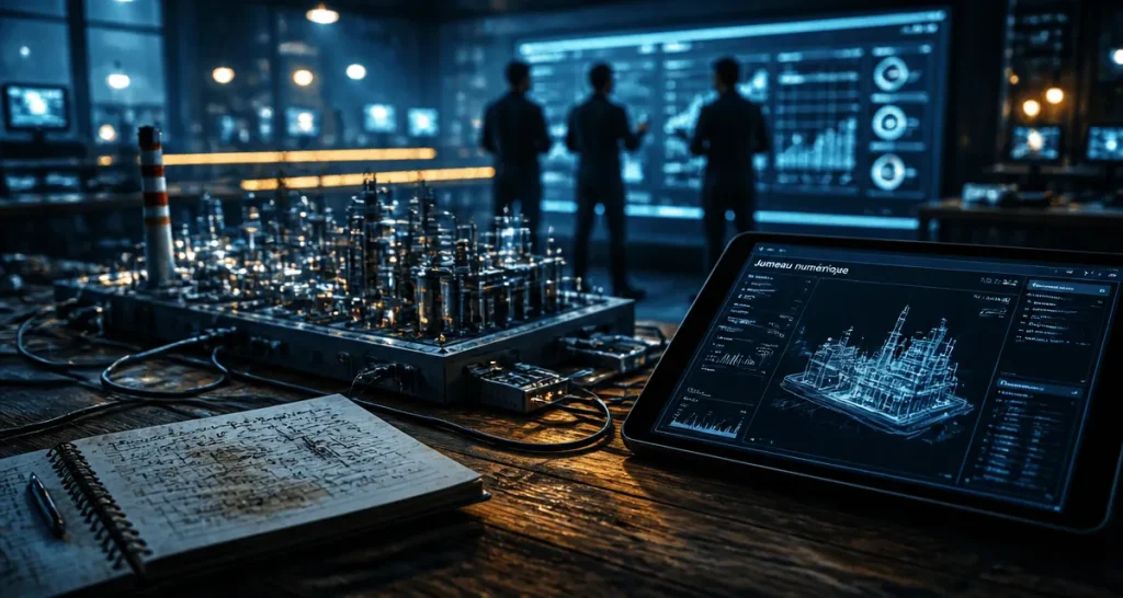 Innovation technologique : jumeau numérique et maquette d’usine avec capteurs