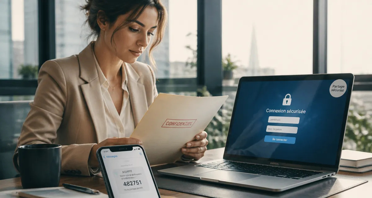 partage de fichier en ligne sécurisé avec 2FA en bureau moderne
