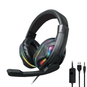 Αυτοστοιχείο gaming ακουστικά με μικρόφωνο και φωτισμό RGB.