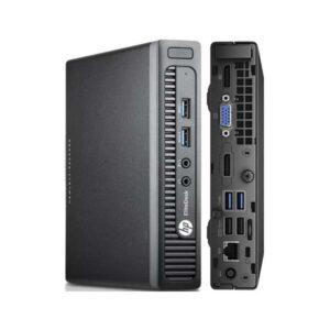 Αντίγραφο του HP EliteDesk mini PC με διάφορες θύρες και συνδεσιμότητες, κατάλληλο για γραφείο ή gaming.