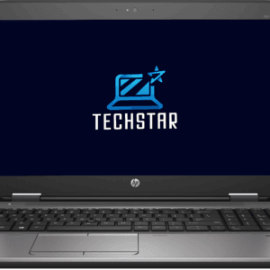 Εξαιρετικός φορητός υπολογιστής HP με έτοιμο λογότυπο Techstar σε οθόνη υψηλής ευκρίνειας.