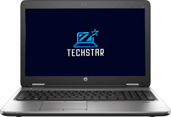 Εξαιρετικός φορητός υπολογιστής HP με έτοιμο λογότυπο Techstar σε οθόνη υψηλής ευκρίνειας.