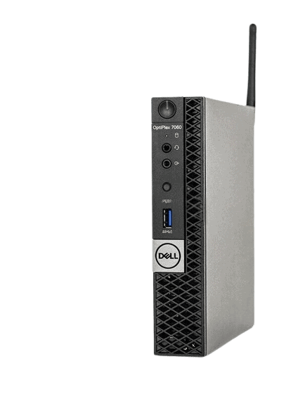 ΑAlt text: Επιτραπέζιος υπολογιστής Dell OptiPlex 7060 με ασύρματο Wi-Fi και HDMI.