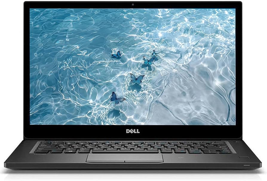 Προηγμένο laptop Dell με οθόνη επιφάνειας νερού και πεταλούδες, ιδανικό για εργασία και ψυχαγωγία.