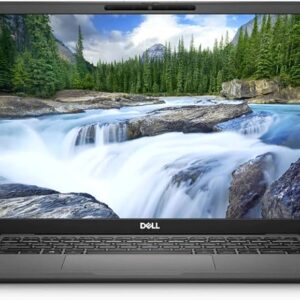 Ζωντανή εικόνα καταρράχη σε οθόνη laptop Dell με τοπίο φύσης.