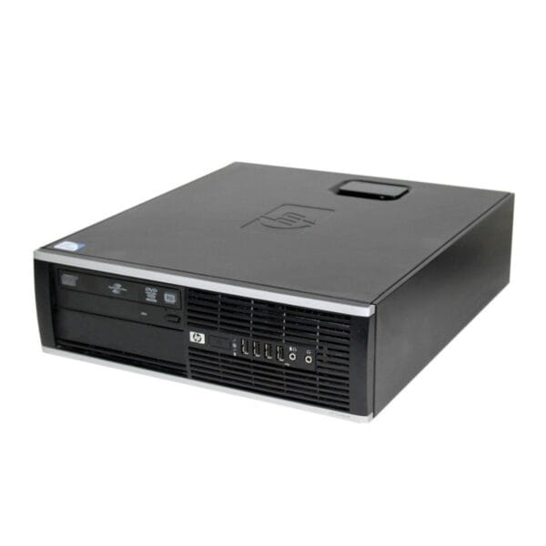 Υπολογιστής γραφείου HP με δεξιόθωρα και DVD burner, ιδανικός για εργασία και ψυχαγωγία.