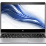 Οθόνη laptop HP με μπλε και λευκές γραμμές, φορητός υπολογιστής υψηλής απόδοσης.