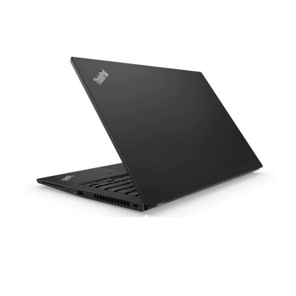 Intelligent black Lenovo ThinkPad laptop with open lid, sleek design, perfect for work and entertainment.