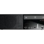 Ανθρώπινος υπολογιστής Lenovo με συσκευή αναπαραγωγής οπτικών δίσκων και οθόνη LCD.