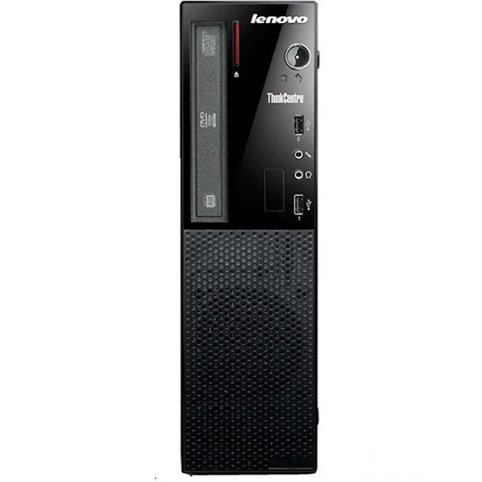 Υπολογιστής Lenovo desktop ενεργός με προηγμένους επεξεργαστές και θύρες USB.