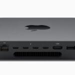 Επεξεργαστής Mac Mini με πολλές θύρες και λειτουργίες, σε γκρι χρώμα.