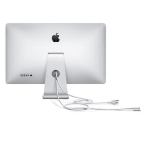 Ασπρος Apple iMac με καλώδια και βάση, ηλεκτρονικός υπολογιστής υψηλής απόδοσης.