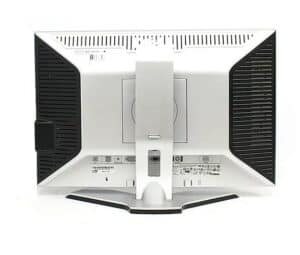 Οθόνη υπολογιστή από πίσω με μαύρες πλάτες και βάση.