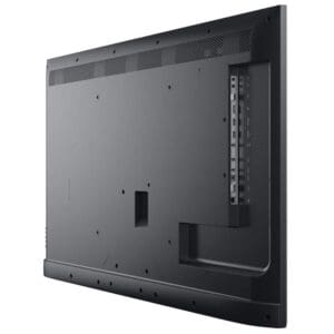 Οπίσθια όψη σύγχρονου ηλεκτρονικού υπολογιστή με θύρες και διασυνδέσεις.