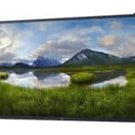 Οθόνη αφής Dell με γραφικό τοπίο και βουνά, ιδανική για ηλεκτρονικούς υπολογιστές και εργασίες.