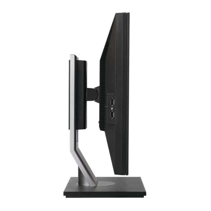 Οθόνη υπολογιστή με πιρούνι και θήκη USB, ιδανική για εργασίες και ψυχαγωγία.