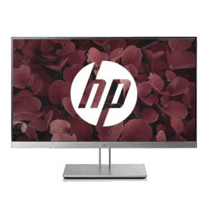 Απλή οθόνη υπολογιστή HP με διακριτικό λογότυπο και κομψό μεταλλικό στήριγμα.