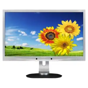 Οθόνη υπολογιστή Philips με πολύχρωμες λουλουδάτες εικόνες, ιδανική για εργασία και αναπαραγωγή.