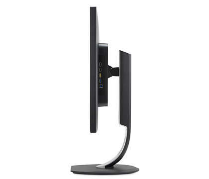 Οθόνη Η/Υ σε κάθετες θέσεις με σταθερή βάση και καλώδιο σύνδεσης.