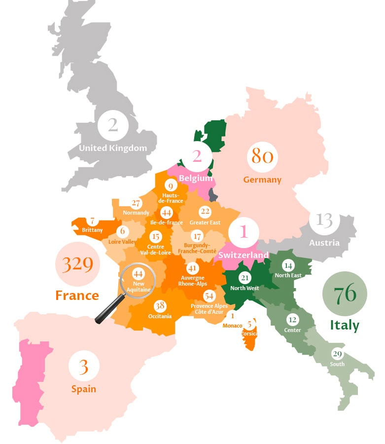 carte zoom nouvelle aquitaine en
