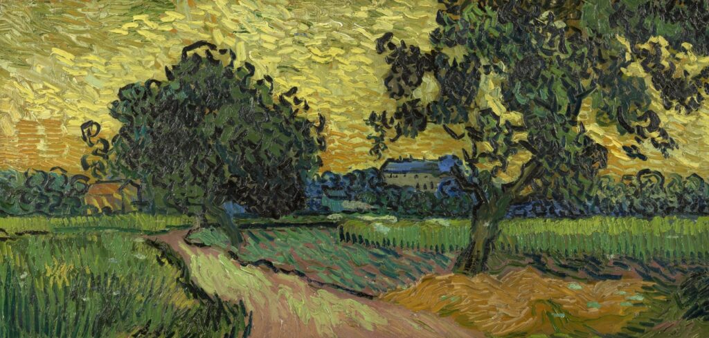 Paysage au crepuscule avec le chateau dAuvers 1890. © Van Gogh Museum Amsterdam Vincent van Gogh Foundation