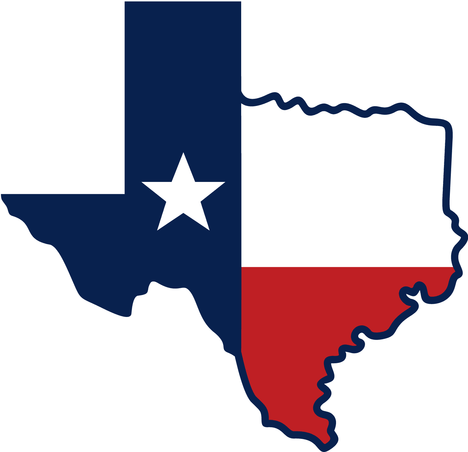 Texas state outline with Texas flag design and star, representing Texas Throne branding.