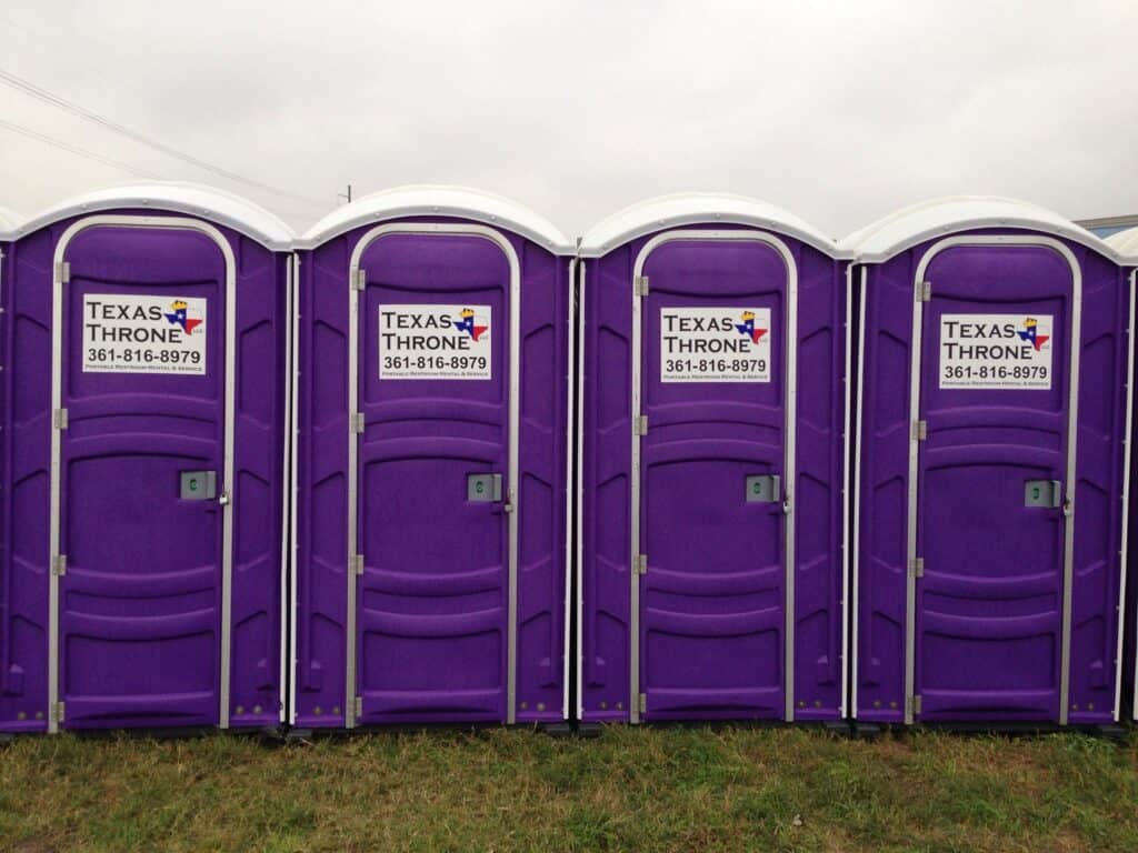 Portable toilets rental from Texas Throne, available for events and outdoor gatherings.