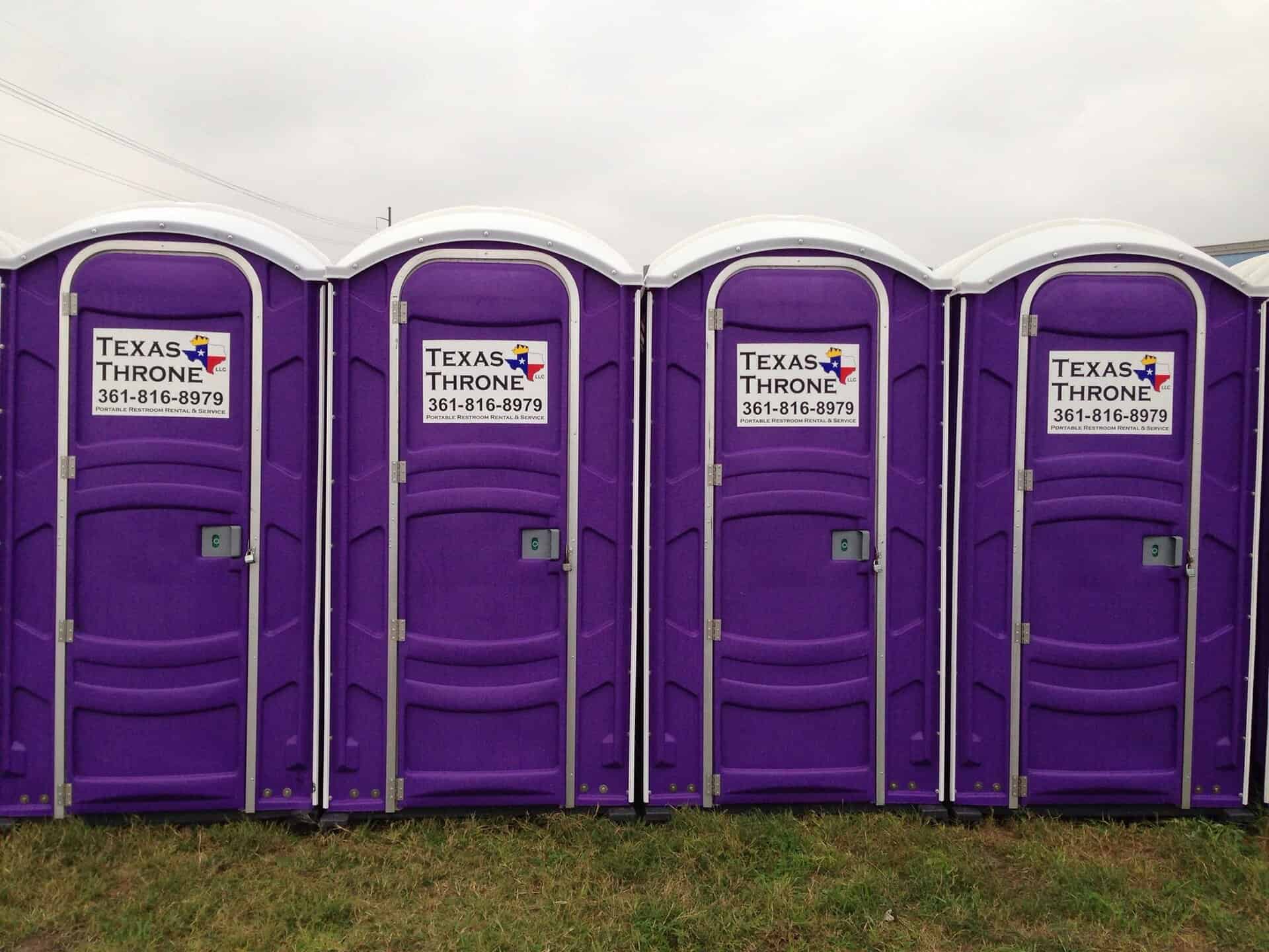 Portable toilets rental from Texas Throne, available for events and outdoor gatherings.