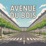 illustration avenue du bois ambiance haussmannienne verdoyante