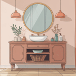 buffet transformé en meuble de salle de bain illustration moderne
