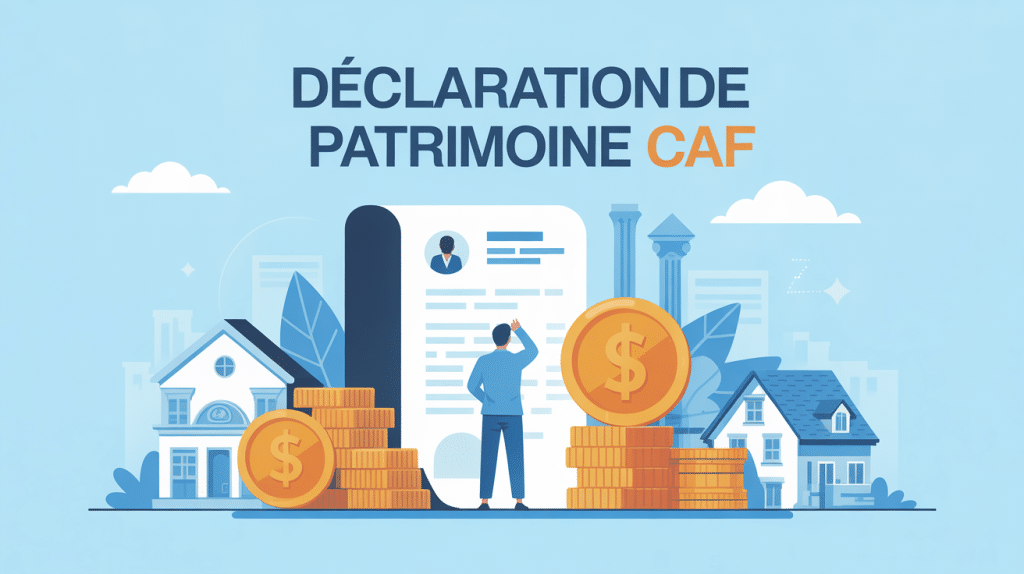 Illustration déclaration de patrimoine pour les aides au logement caf, documents et biens immobiliers