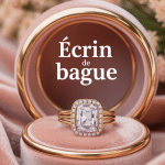 ecrin bague fiançailles sur coussin velours