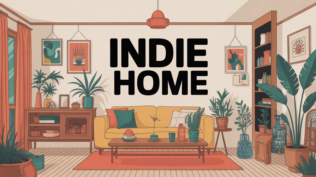indie home illustration déco chaleureuse et personnalisée