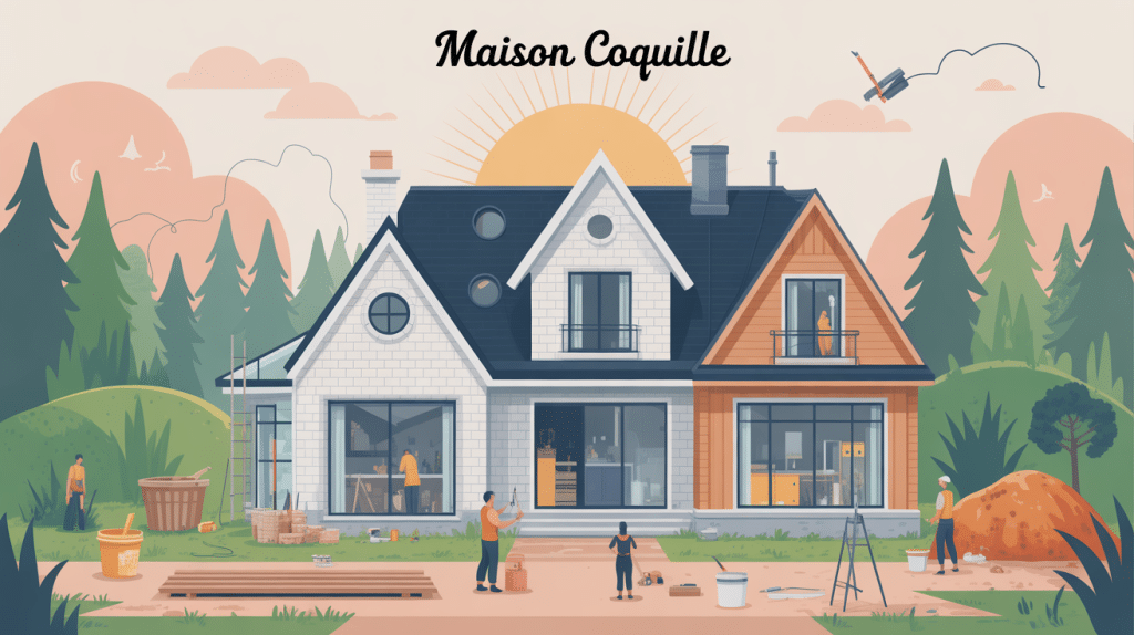 maison coquille maison en travaux illustration optimiste