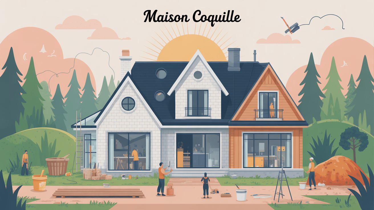 maison coquille maison en travaux illustration optimiste