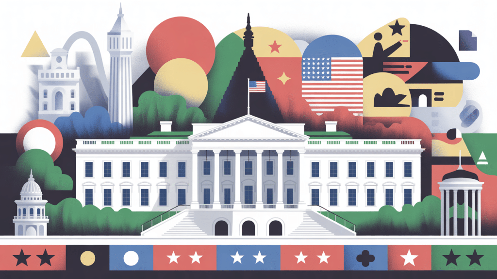 illustration conceptuelle maisons blanche symbole politique et culturel