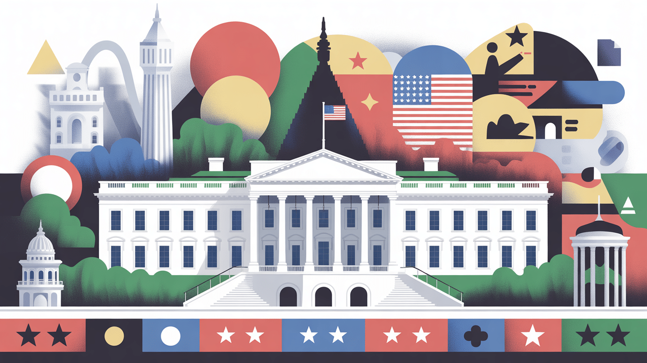 illustration conceptuelle maisons blanche symbole politique et culturel