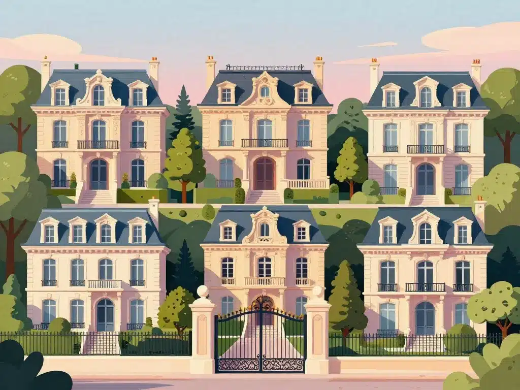 collection de manoirs parisiens et châteaux avec jardins