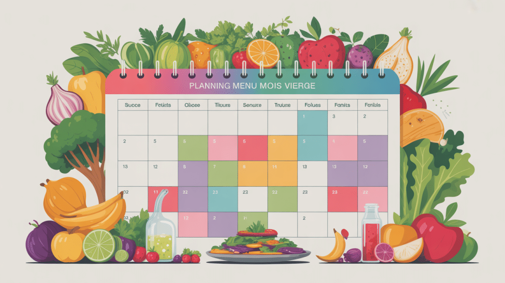 planning menu mois vierge sur calendrier repas mensuel